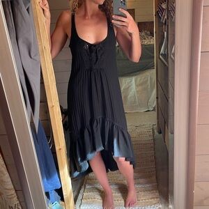Denim & Supply Ralph Lauren Cotton Blend Racerback Hi Lo Summer Dress Black‎ XS